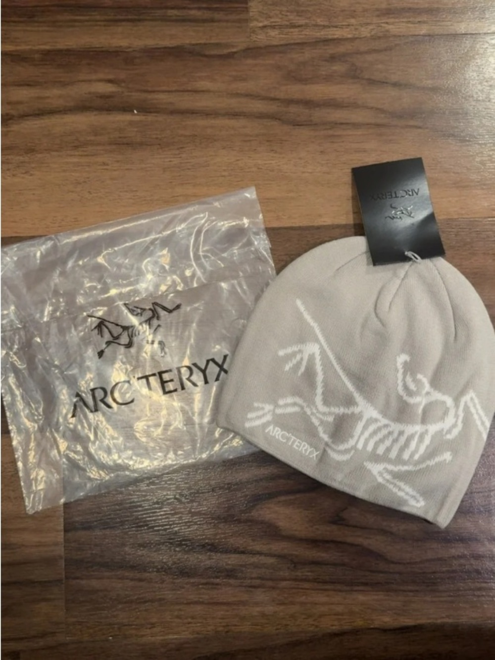 Arc'teryx Gray Beanie with White Logo Skeleton Motif